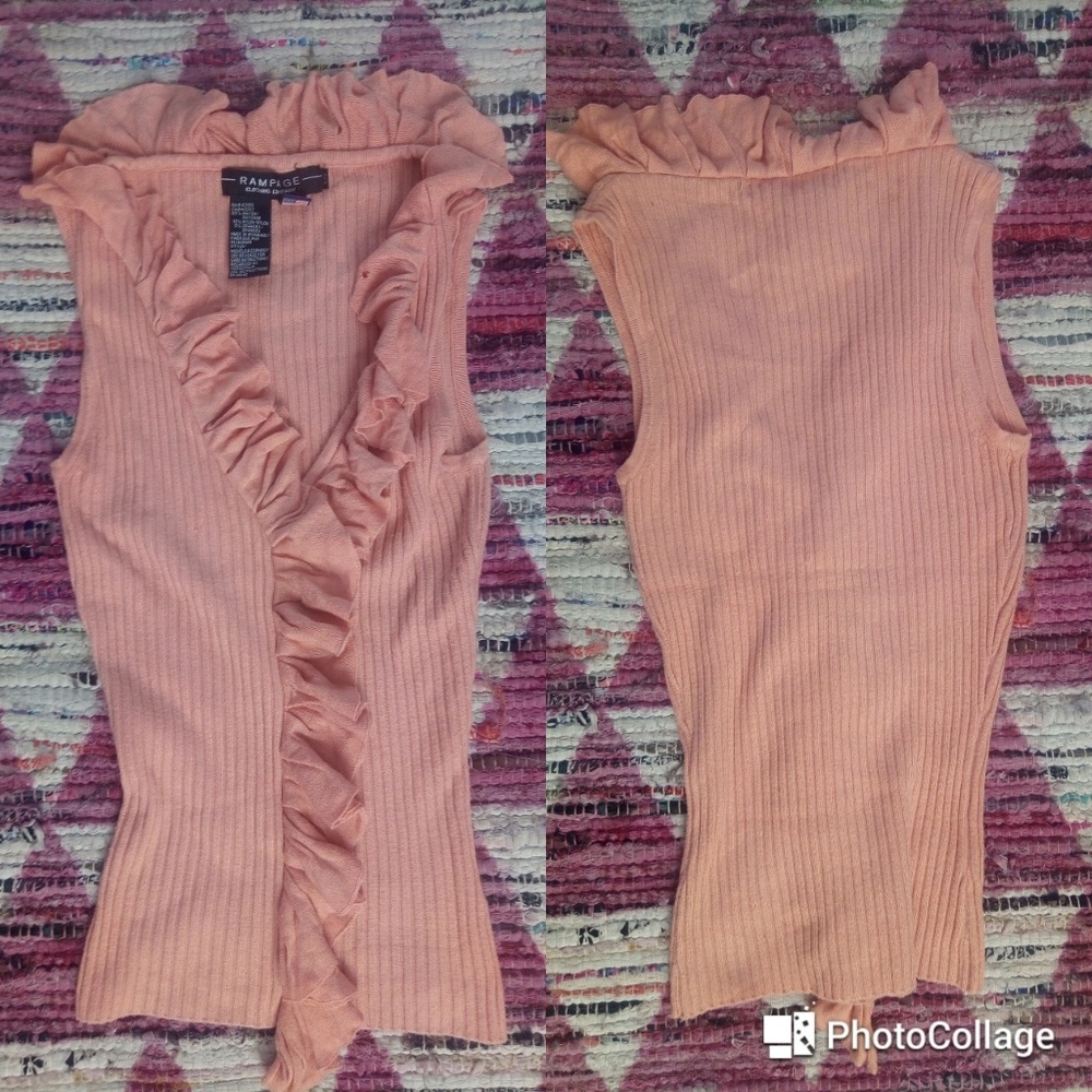 Salmon Pink Rampage Ruffle Top Size Small